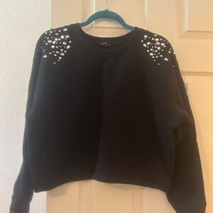 Express Black Sweatshirt with Embellished Shoulders